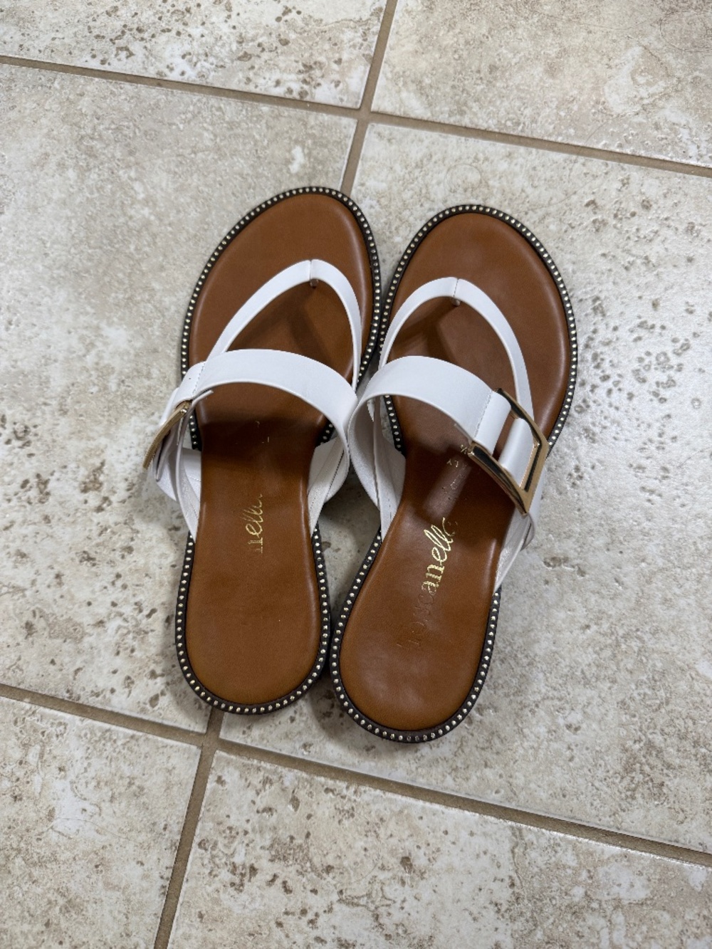 Toscanella White Thong Sandals Size 8.5 Made in Italy
